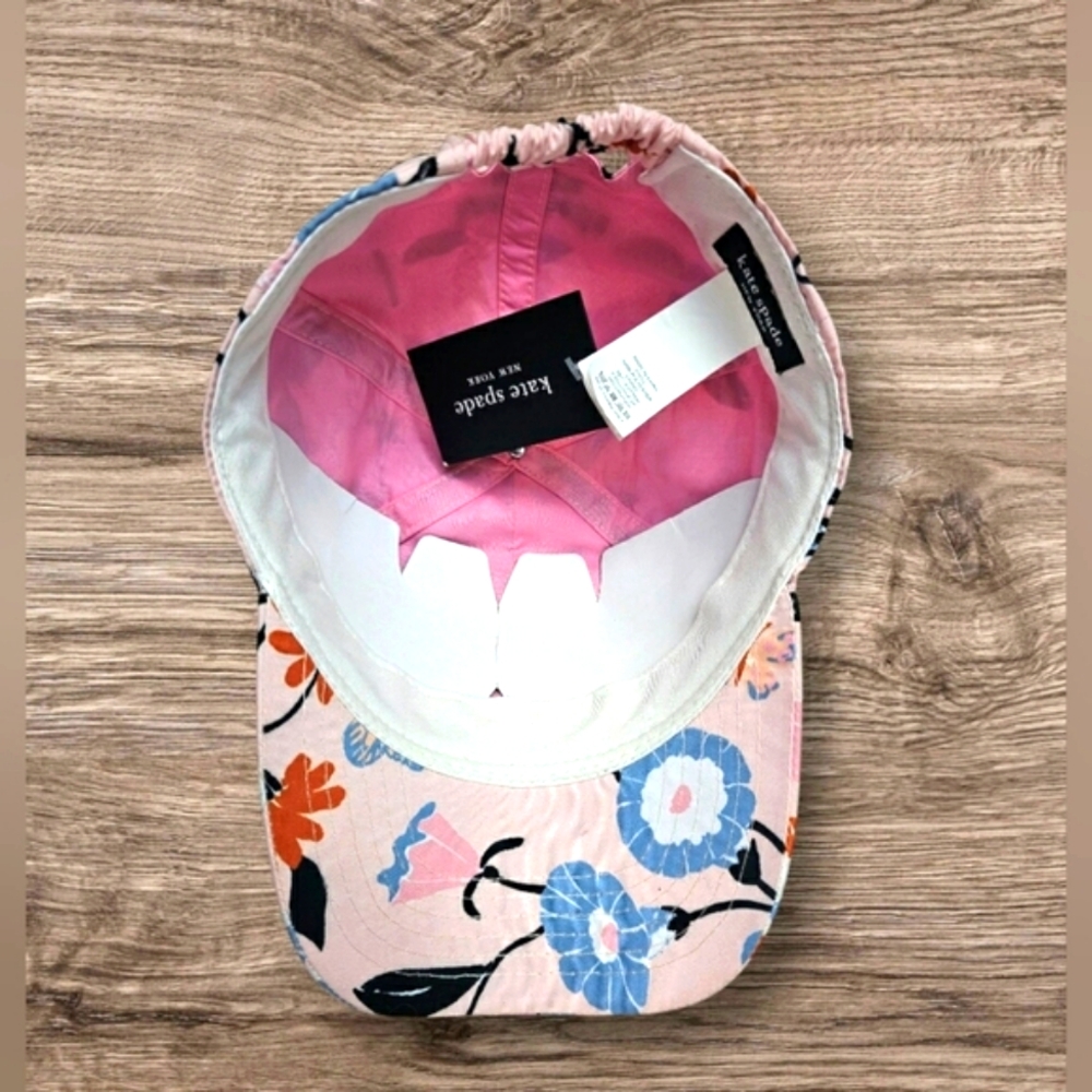 NEW Kate Spade Pearl Blush Pink Floral Tropical Hat Summer Embriodered Spade Cap - Picture 4 of 12